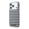 Karl Lagerfeld PU Houndstooth Resin Plate MagSafe tok Apple iPhone 17 Pro Max készülékhez – fekete