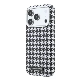   Karl Lagerfeld PU Houndstooth Resin Plate MagSafe tok Apple iPhone 17 Pro Max készülékhez – fekete