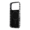 Karl Lagerfeld PU Houndstooth Resin Plate MagSafe tok Apple iPhone 17 Pro Max készülékhez – fekete