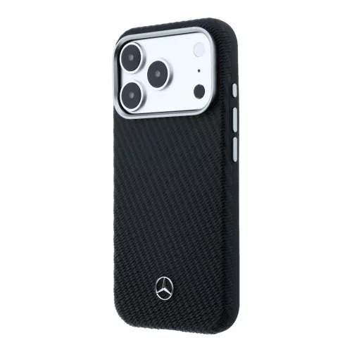 Mercedes PU Leather Semi Wrap MagSafe tok Apple iPhone 17 Pro készülékhez – fekete