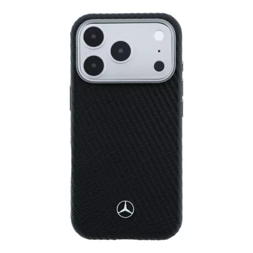Mercedes PU Leather Semi Wrap MagSafe tok Apple iPhone 17 Pro készülékhez – fekete