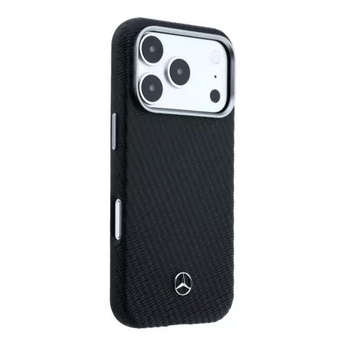 Mercedes PU Leather Semi Wrap MagSafe tok Apple iPhone 17 Pro készülékhez – fekete