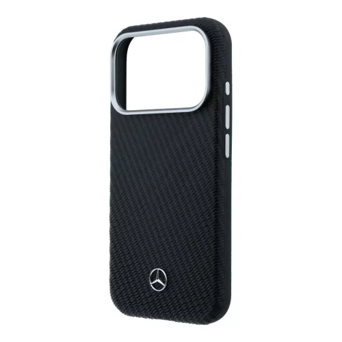 Mercedes PU Leather Semi Wrap MagSafe tok Apple iPhone 17 Pro Max készülékhez – fekete