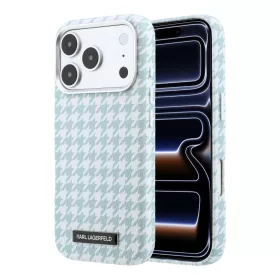   Karl Lagerfeld PU Houndstooth Resin Plate MagSafe tok Apple iPhone 17 Pro Max készülékhez – kék