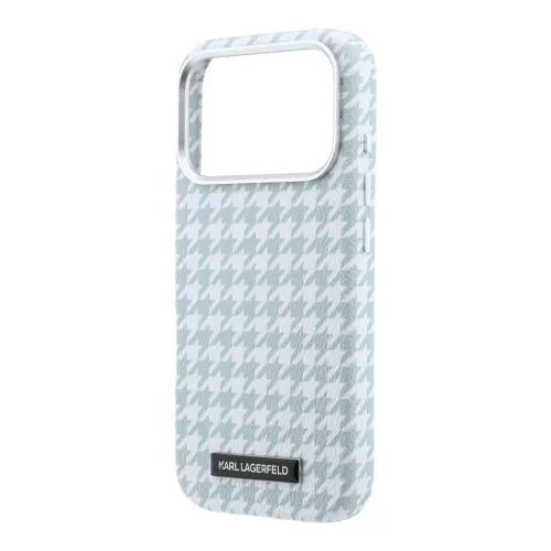 Karl Lagerfeld PU Houndstooth Resin Plate MagSafe tok Apple iPhone 17 Pro Max készülékhez – kék