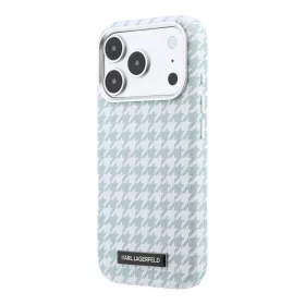   Karl Lagerfeld PU Houndstooth Resin Plate MagSafe tok Apple iPhone 17 Pro készülékhez – kék