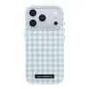 Karl Lagerfeld PU Houndstooth Resin Plate MagSafe tok Apple iPhone 17 Pro készülékhez – kék