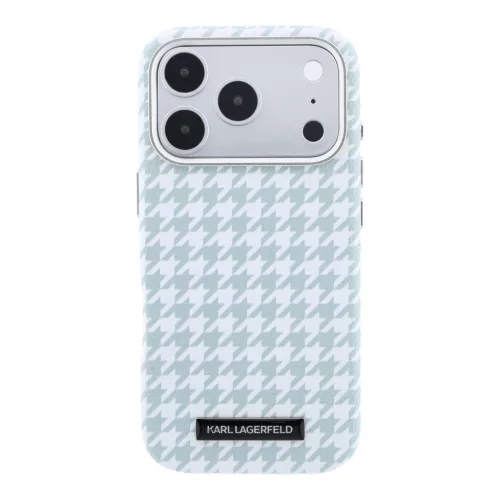Karl Lagerfeld PU Houndstooth Resin Plate MagSafe tok Apple iPhone 17 Pro készülékhez – kék