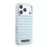 Karl Lagerfeld PU Houndstooth Resin Plate MagSafe tok Apple iPhone 17 Pro készülékhez – kék