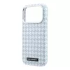 Karl Lagerfeld PU Houndstooth Resin Plate MagSafe tok Apple iPhone 17 Pro készülékhez – kék