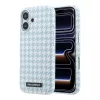 Karl Lagerfeld PU Houndstooth Resin Plate MagSafe tok Apple iPhone 17 készülékhez – kék