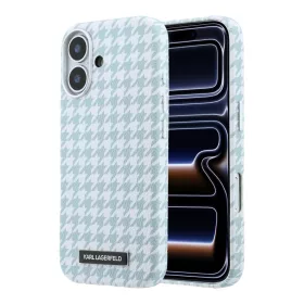   Karl Lagerfeld PU Houndstooth Resin Plate MagSafe tok Apple iPhone 17 készülékhez – kék
