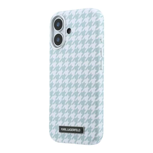 Karl Lagerfeld PU Houndstooth Resin Plate MagSafe tok Apple iPhone 17 készülékhez – kék