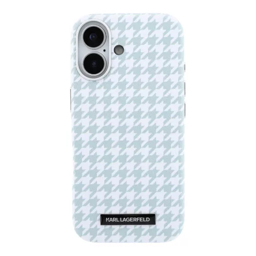 Karl Lagerfeld PU Houndstooth Resin Plate MagSafe tok Apple iPhone 17 készülékhez – kék