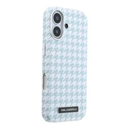 Karl Lagerfeld PU Houndstooth Resin Plate MagSafe tok Apple iPhone 17 készülékhez – kék
