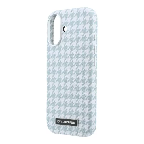 Karl Lagerfeld PU Houndstooth Resin Plate MagSafe tok Apple iPhone 17 készülékhez – kék