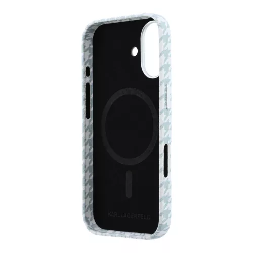 Karl Lagerfeld PU Houndstooth Resin Plate MagSafe tok Apple iPhone 17 készülékhez – kék