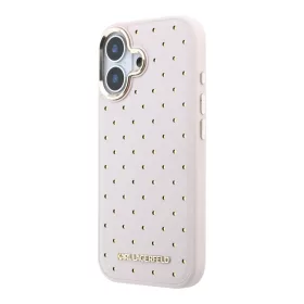   Karl Lagerfeld PU Perforated Gold Dots MagSafe tok, iPhone 17 - rózsaszín