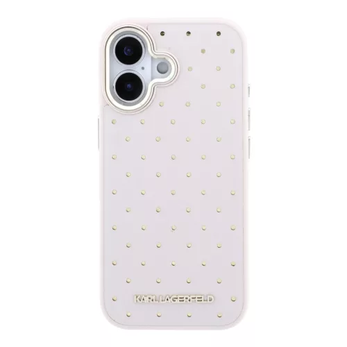 Karl Lagerfeld PU Perforated Gold Dots MagSafe tok, iPhone 17 - rózsaszín