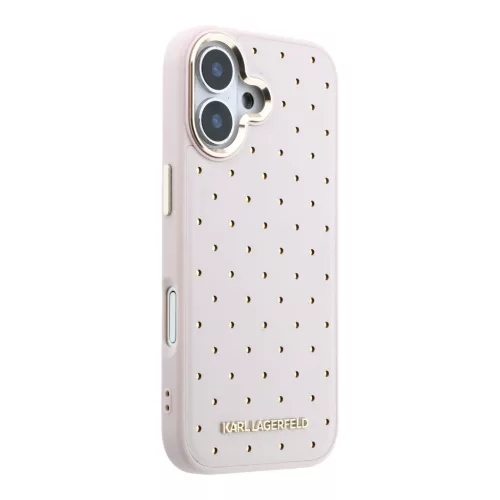 Karl Lagerfeld PU Perforated Gold Dots MagSafe tok, iPhone 17 - rózsaszín