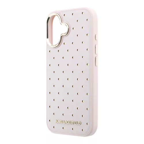 Karl Lagerfeld PU Perforated Gold Dots MagSafe tok, iPhone 17 - rózsaszín