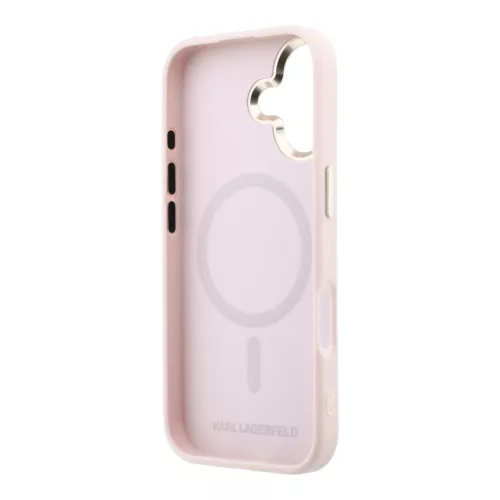 Karl Lagerfeld PU Perforated Gold Dots MagSafe tok, iPhone 17 - rózsaszín
