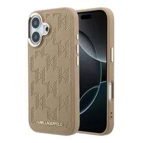   Karl Lagerfeld PU Perforated Monogram MagSafe tok, iPhone 17 - bézs