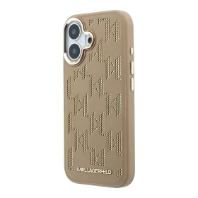   Karl Lagerfeld PU Perforated Monogram MagSafe tok, iPhone 17 - bézs