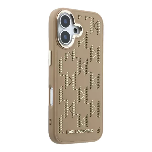 Karl Lagerfeld PU Perforated Monogram MagSafe tok, iPhone 17 - bézs