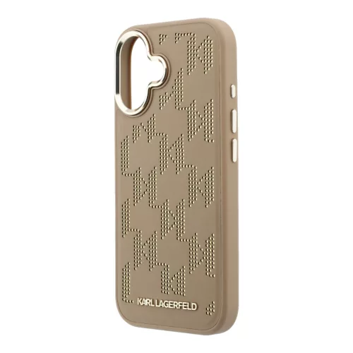 Karl Lagerfeld PU Perforated Monogram MagSafe tok, iPhone 17 - bézs