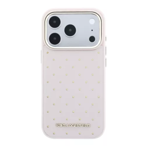Karl Lagerfeld PU Perforated Gold Dots MagSafe tok, iPhone 17 Pro - rózsaszín