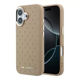   Karl Lagerfeld PU Perforated Gold Dots MagSafe tok, iPhone 17 - bézs