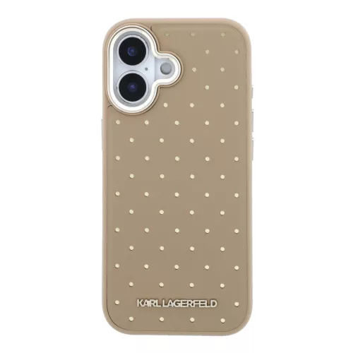 Karl Lagerfeld PU Perforated Gold Dots MagSafe tok, iPhone 17 - bézs