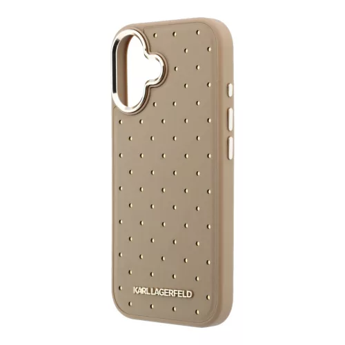 Karl Lagerfeld PU Perforated Gold Dots MagSafe tok, iPhone 17 - bézs