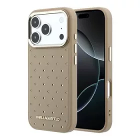   Karl Lagerfeld PU Perforated Gold Dots MagSafe tok, iPhone 17 Pro - bézs