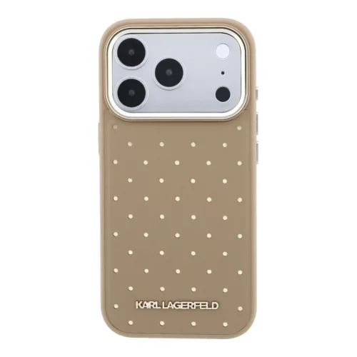 Karl Lagerfeld PU Perforated Gold Dots MagSafe tok, iPhone 17 Pro - bézs