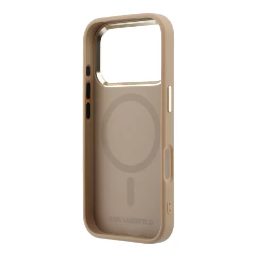 Karl Lagerfeld PU Perforated Gold Dots MagSafe tok, iPhone 17 Pro - bézs