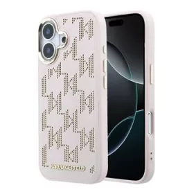   Karl Lagerfeld PU Perforated Monogram MagSafe tok, iPhone 17 - rózsaszín