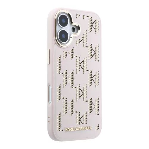 Karl Lagerfeld PU Perforated Monogram MagSafe tok, iPhone 17 - rózsaszín