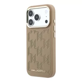   Karl Lagerfeld PU Perforated Monogram MagSafe tok, iPhone 17 Pro - bézs