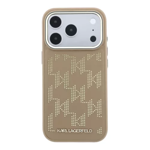 Karl Lagerfeld PU Perforated Monogram MagSafe tok, iPhone 17 Pro - bézs