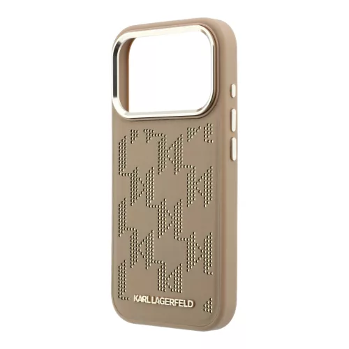 Karl Lagerfeld PU Perforated Monogram MagSafe tok, iPhone 17 Pro - bézs