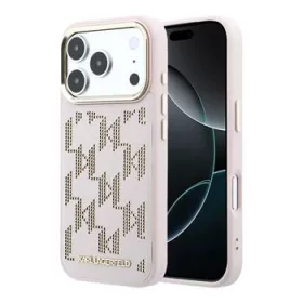   Karl Lagerfeld PU Perforated Monogram MagSafe tok, iPhone 17 Pro - rózsaszín