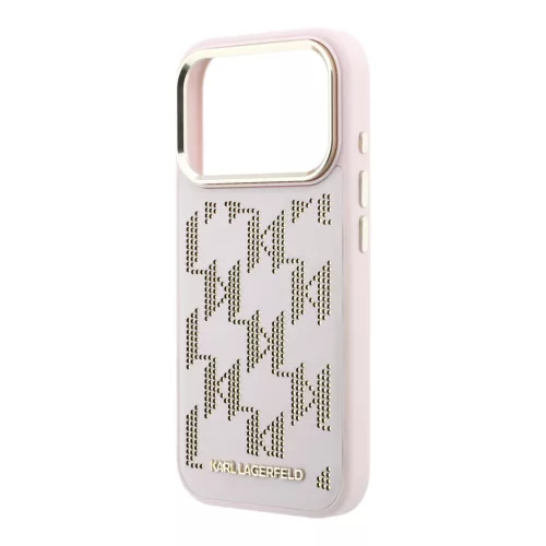 Karl Lagerfeld PU Perforated Monogram MagSafe tok, iPhone 17 Pro - rózsaszín