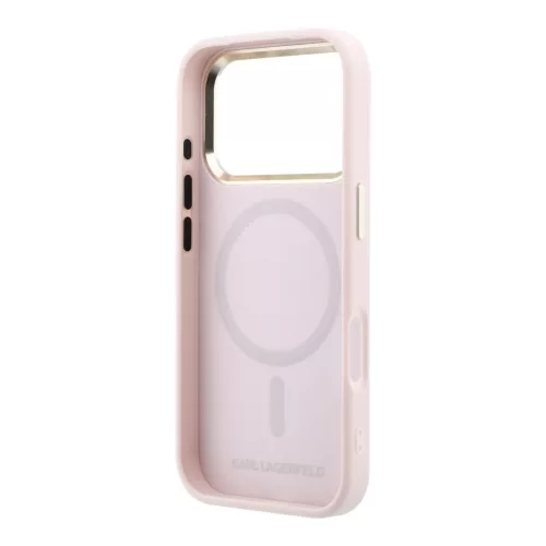 Karl Lagerfeld PU Perforated Monogram MagSafe tok, iPhone 17 Pro - rózsaszín