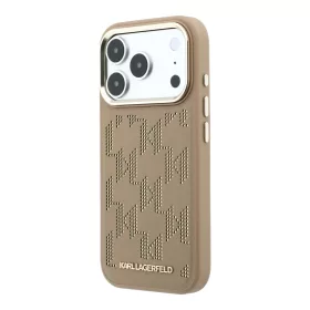   Karl Lagerfeld PU Perforated Monogram MagSafe tok, iPhone 17 Pro Max - bézs
