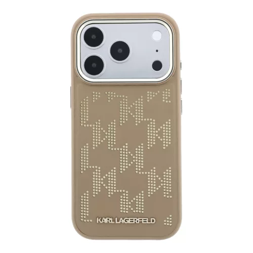 Karl Lagerfeld PU Perforated Monogram MagSafe tok, iPhone 17 Pro Max - bézs