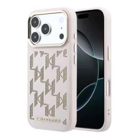   Karl Lagerfeld PU Perforated Monogram MagSafe tok, iPhone 17 Pro Max - rózsaszín