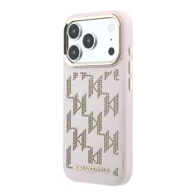   Karl Lagerfeld PU Perforated Monogram MagSafe tok, iPhone 17 Pro Max - rózsaszín