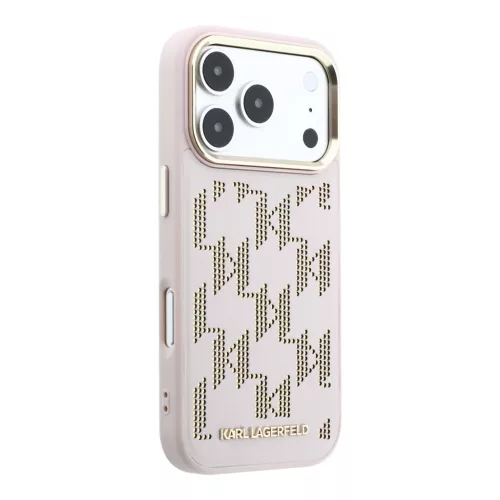 Karl Lagerfeld PU Perforated Monogram MagSafe tok, iPhone 17 Pro Max - rózsaszín